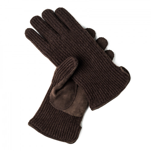Doriani Cashmere and Leather Gloves in Hickory