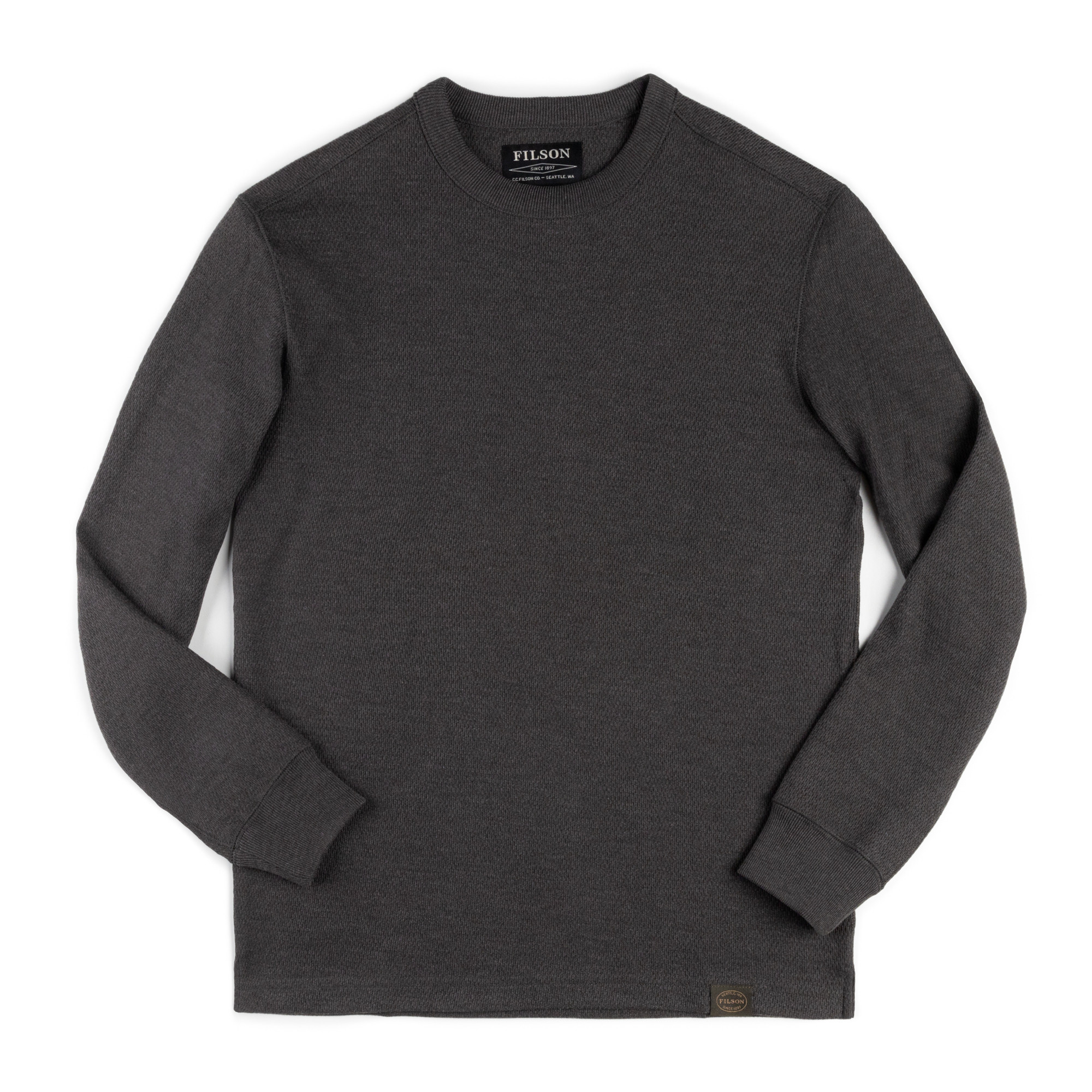 Filson Waffle Knit Crewneck in Charcoal