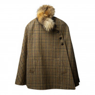 Ladies Fur-Trimmed Cape in Heritage Check