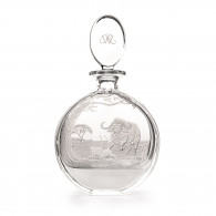 Hand Engraved Crystal Decanter with Charging Buffalo