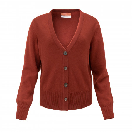 Ladies Cashmere Harwood Cardigan in Capsicum