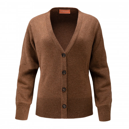 Westley Richards Ladies Cashmere Harwood Cardigan in Walnut