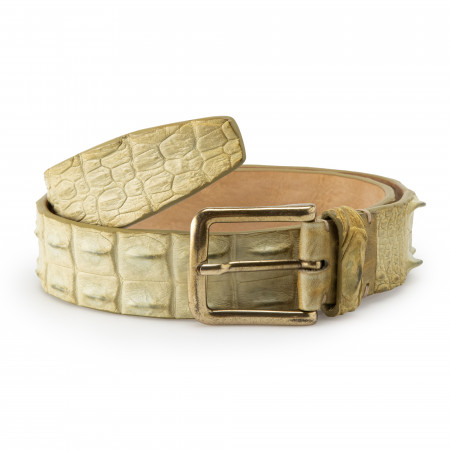 Crocodile Leather Belt in Chartreuse