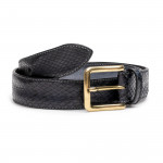 Post & Co. Python Leather Belt in Black