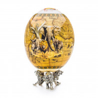 Ostrich Egg with Silver Base - Savanna