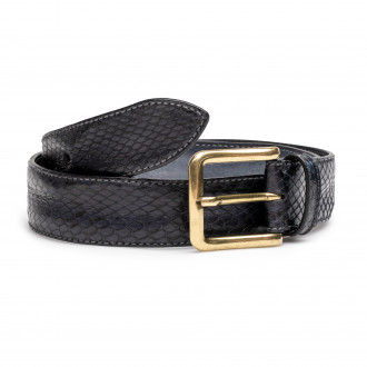 Post & Co. Men's Python Leather Belt in Black