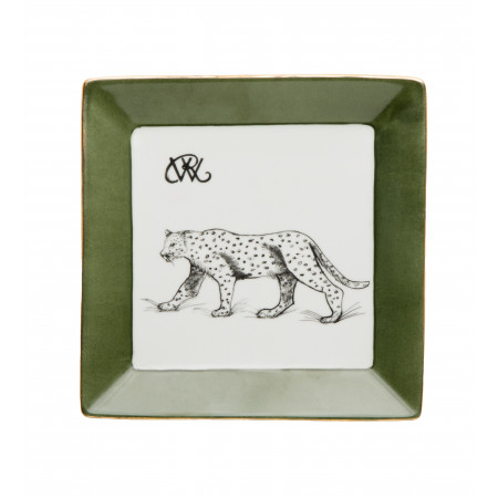 Porcelain Dish With Hand Painted Leopard
